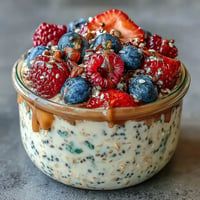 Creamy High Fiber Overnight Oats with Berries, a vibrant start.